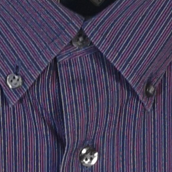 Hudson North Men's Size Large Non Iron Navy & Maroon Striped Dress Shirt - Picture 11 of 11